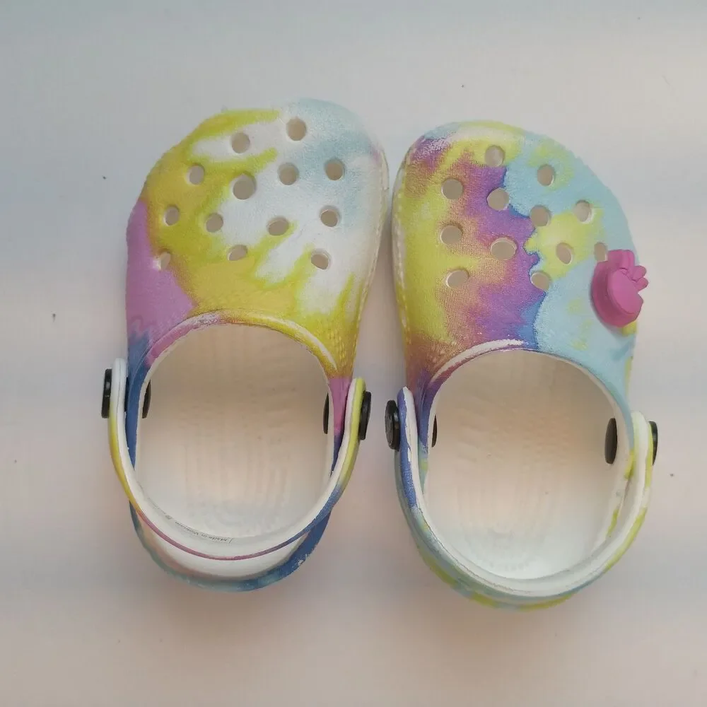 Crocs 2TBoy/3TGirl Pastel Tye Dye Design Classic Clog Shoes